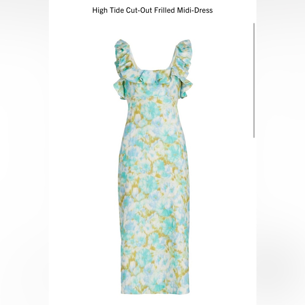 Zimmerman High Tide Cut-Out Frilled Midi-Dress